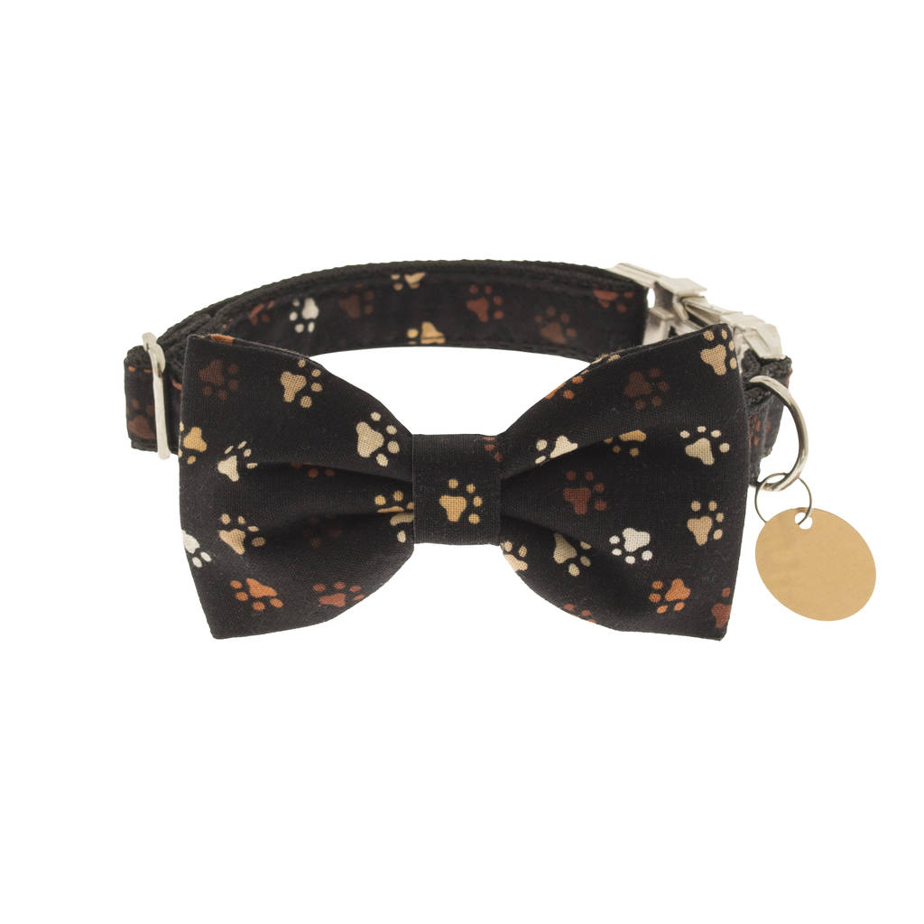 paw prints bow tie dog collar by dober & dasch | notonthehighstreet.com