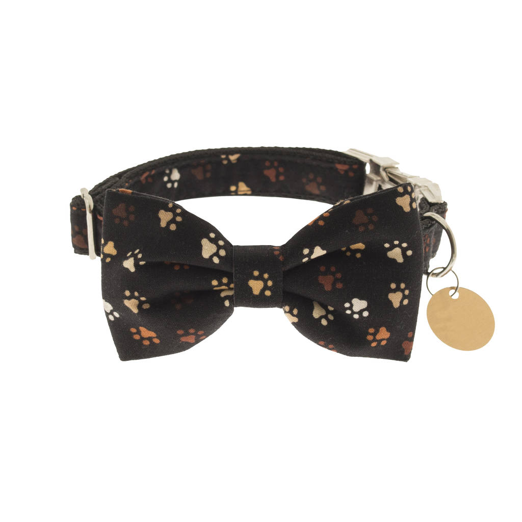 paw prints bow tie dog collar by dober & dasch