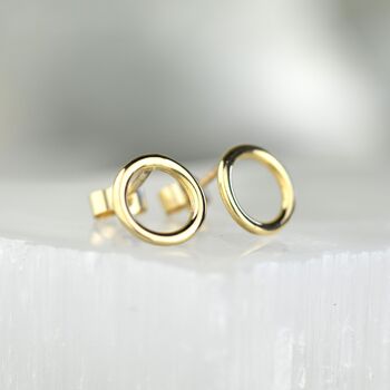 Tiny Circle Solid Gold Studs, 3 of 7