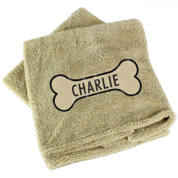 Personalised Bone Brown Microfiber Pet Towel, 6 of 6