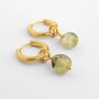 Gemstone Prehnite Gold Plated Hoop Earrings, thumbnail 1 of 4