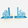 Blue Cyclist Bike Art Bookends, thumbnail 2 of 8