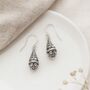 Sterling Silver Teardrop Filigree Drop Earrings, thumbnail 3 of 4