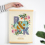 Personalised Cotton Anniversary Floral Initials Print, thumbnail 1 of 4