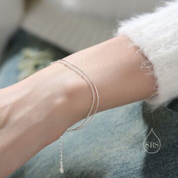 Double Layer Bracelet With Dainty And Satellite Chain, 4 of 10