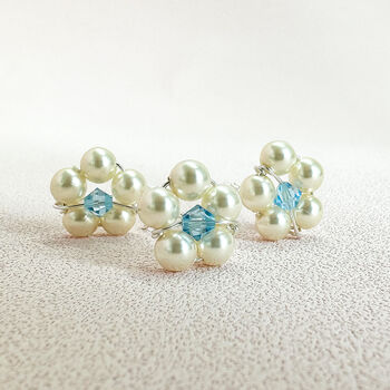 Set Of Three Something Blue Pearl Flower Bouquet Pins, 2 of 5