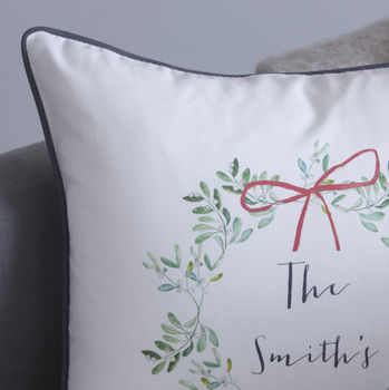 Personalised Mistletoe Christmas Cushion, 2 of 3