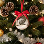 Round Glass Merry Christmas Message Snow Filled Tree Bauble Decoration, thumbnail 1 of 7