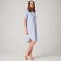 Women's 'Breezy Blue' Satin Stripe Cotton Short Sleeve Nightshirt, thumbnail 2 of 4