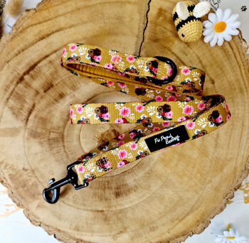 Vintage Yellow Buttercup Peonies Dog Collar, 8 of 9