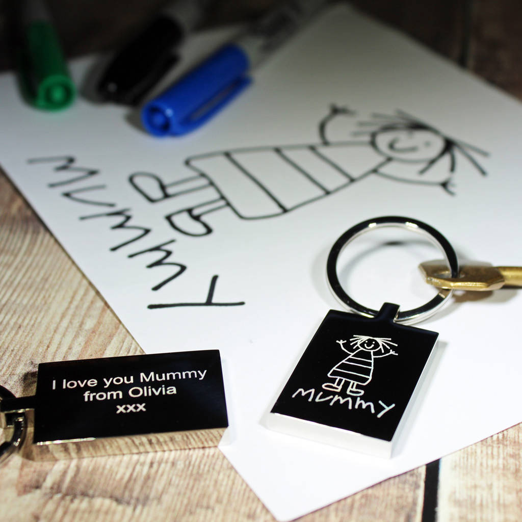 Image of Keyring With A Child's Drawing Or Writing