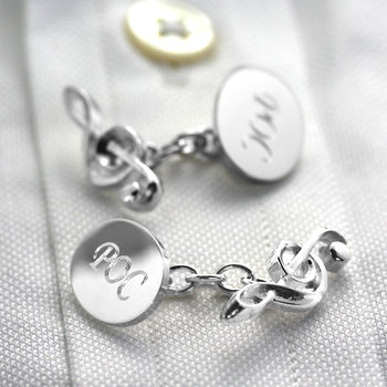 Personalised Sterling Silver Musical Note Cufflinks, 2 of 6