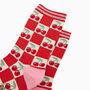Women's Bamboo Socks Cream/Red, Cherry Squares, thumbnail 3 of 4