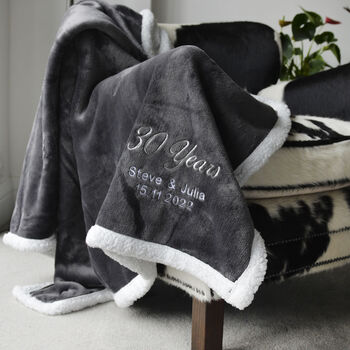 Personalised Pearl Wedding Anniversary Charcoal Throw, 2 of 3