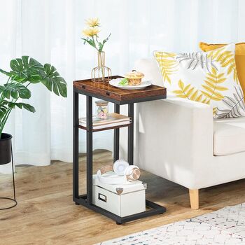 C Shaped Side Table Foldable Sofa Side Bedside Table, 3 of 10