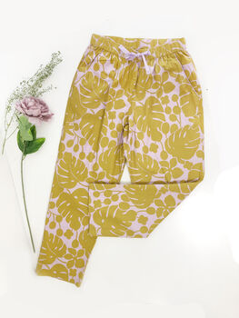 Lavender Leaf Print Pyjamas, 4 of 4