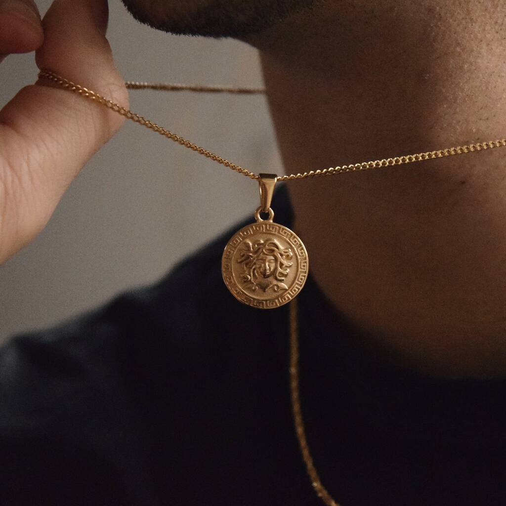 Medusa 18 K Gold Necklace Men Pendants Gift By DIVON