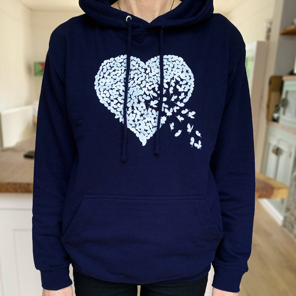White Butterfly Heart Hoodie, 1 of 4