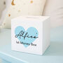 Personalised Pink Or Blue Heart Wooden Money Box, thumbnail 1 of 6