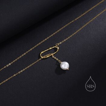 Organic Shape Baroque Pearl Pendant Lariat Necklace, 7 of 10