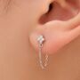 Sterling Silver Hydrangea Cz Chain Earrings In Sterling Silver, thumbnail 2 of 12