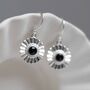 Sterling Silver Gemstone Sun Disc Dangly Earrings, thumbnail 4 of 10
