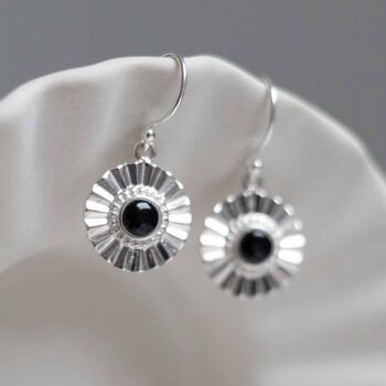 Sterling Silver Gemstone Sun Disc Dangly Earrings, 4 of 10