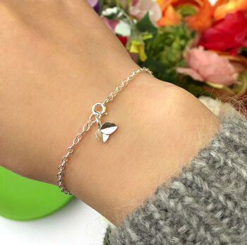 Sterling Silver Thank You Bridesmaid Mini Leaf Bracelet, 9 of 11