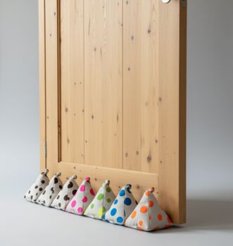 Hand Painted Linen Sustainable Doorstop In Polka Dot Print, 2 of 10