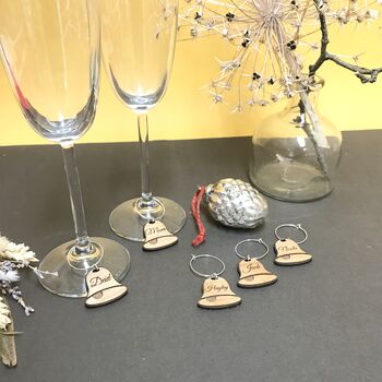 Personalised Christmas Bells Wine Glass Charms, 2 of 7