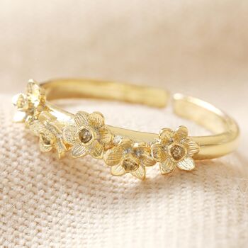 Adjustable Birth Flower Ring In Gold Plating, 8 of 11