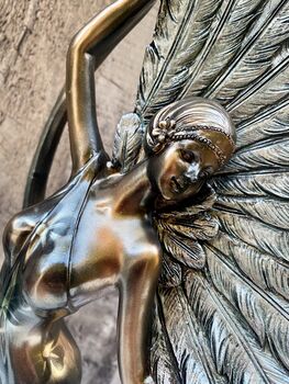 Art Deco Bronze Lady Figurine Silver Dress And Fan 38cm, 12 of 12