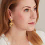 Gold Plated Filigree Bell Shape Stud Drop Earrings, thumbnail 5 of 8