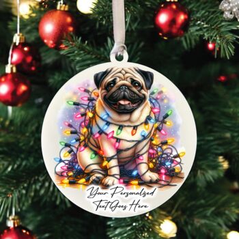 Personalised Pug In Christmas Lights, 3 of 9