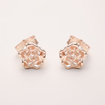 Rose Gold Plated Sterling Silver June Birth Flower Stud Earrings, 2 of 3