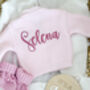 Pink Personalised Embroidered New Baby Name Cardigan, thumbnail 3 of 12