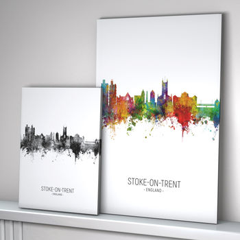 Stoke On Trent Skyline Portrait Print And Box Canvas, 2 of 5