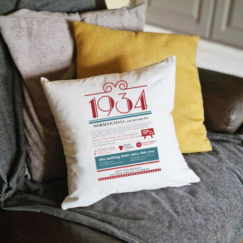 Personalised 90th Birthday Gift 1934 Cushion, 9 of 9