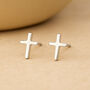 Sterling Silver Cross Stud Earrings, thumbnail 1 of 5
