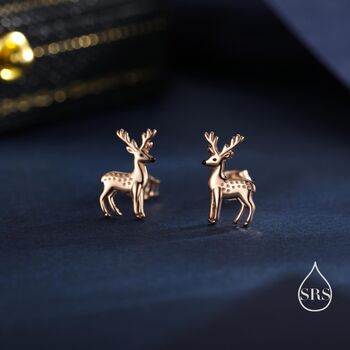 Sterling Silver Deer Stud Earrings, 3 of 11