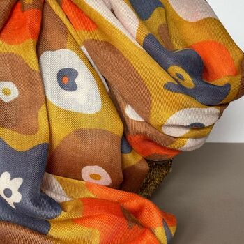 Paint Splodge Floral Print Scarf In Mustard Yellow, 2 of 4