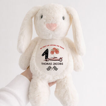 Personalised Racing Bunny First Birthday Gift, 2 of 3