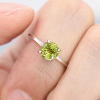 Genuine 1 Ct Peridot Ring In Sterling Silver, 7 of 11