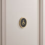 Symbol Brass Door Plaque Sign With Leather Insert, thumbnail 3 of 12
