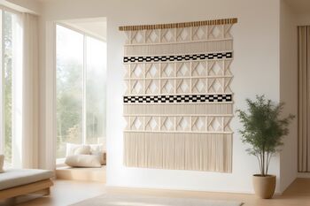 Large Natural Macrame Wall Hanging, Pure Cotton Handmade Wall Decor 'Sabbia', 2 of 7