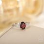 Genuine Garnet Oval Ring In Sterling Silver, thumbnail 2 of 11