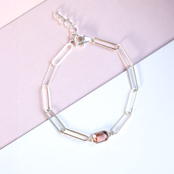 Sterling Silver Paperclip Bracelet With Light Amethyst, 5 of 8