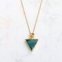 Triangle Green Aventurine Gemstone Necklace,Gold Plated, thumbnail 1 of 8