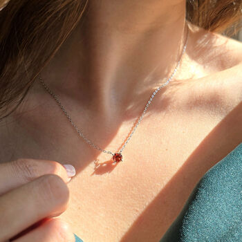 Garnet 1ct Moissanite Crystal Sterling Silver Necklace, 2 of 6