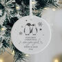 Personalised First Christmas Engaged Bauble Ceramic Penguin Ornament, thumbnail 1 of 2